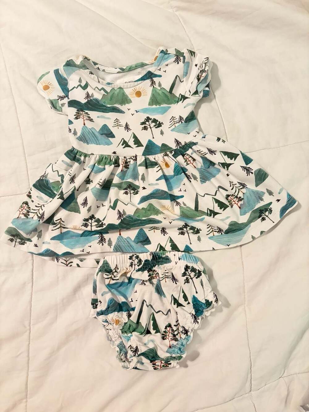 Little Sleepies Play Bamboo Mountain Mist Twirl Dress and Bloomer Set 3-6 months